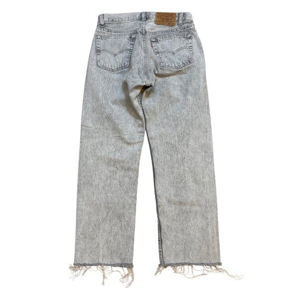 Vintage 90s Levis 501 XX Jeans Stonewashed Gray Distressed Hem 30x32 USA *30x25* - Picture 2 of 11